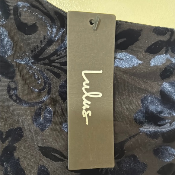 Lulu’s Marvelous Moi Navy Blue Burnout Velvet One-Shoulder Maxi Dress - Picture 3 of 4